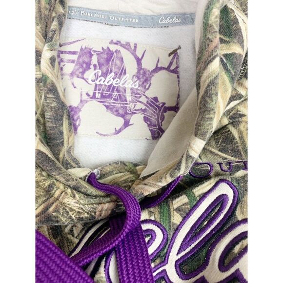 Cabela's Camo Hoodie Sweatshirt Medium Hunting Outdoorsman Woodlands Fishing - Picture 5 of 8